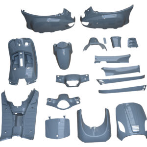 Beplatingsset Nardo Grijs (glans finish) met stuurkappen voor de <u>vierkante</u> koplamp | Div. Chinese S-imitatie scooters | BTC Riva Sport - AGM VXs / VX50s