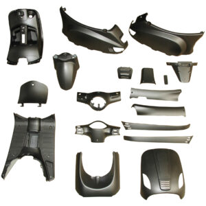 Beplatingsset Titanium Gold (matte finish) met stuurkappen voor de ronde koplamp | Div. Chinese LX-imitatie scooters | IVA Lux - BTC Riva 1 - Turbho RL-50 / RL50S - VOM Venice - AGM VX - Benelli - Berini Napoli - Boatian - Santini Capri - LaSouris Vespelini