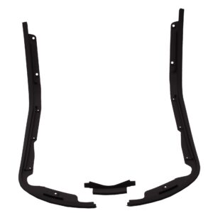 Sierlijst / sierstrip / zijstrips voor voorscherm / beenschild (3-delig) incl. middenstuk in glans zwart (stylingkit / -set) | Vespa Primavera / Sprint