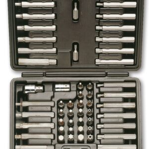 <p>Assortiment van 52 bits (sleuf / Philips / Pozidriv / Inbus / Torx) met 10mm en 2 toebehoren.</p>