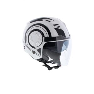 Vito Isola jethelm glans wit zwart - Maat XS