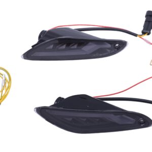 Richtingaanwijzer / knipperlicht set achterzijde LED bliksemschicht in zwart / smoke / getint met SQ = sequentieel (Audi / Lexus lopende / flow / dynamic lichten) | Vespa Primavera / Sprint