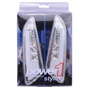 Richtingaanwijzer / knipperlicht set voorzijde LED in helder met dagrijverlichting incl. alle montagematerialen| Vespa Primavera / Sprint