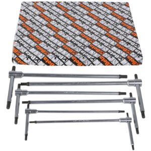 9-delig set haakse zeskant stiftsleutels T-model met schuifbare krenk incl. standaard